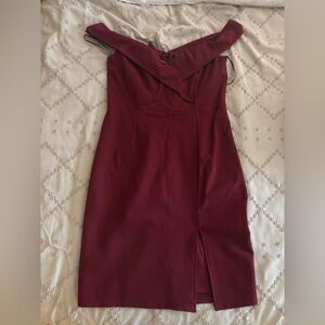 Lulu's Off-the-Shoulder Burgundy Sheath Dress